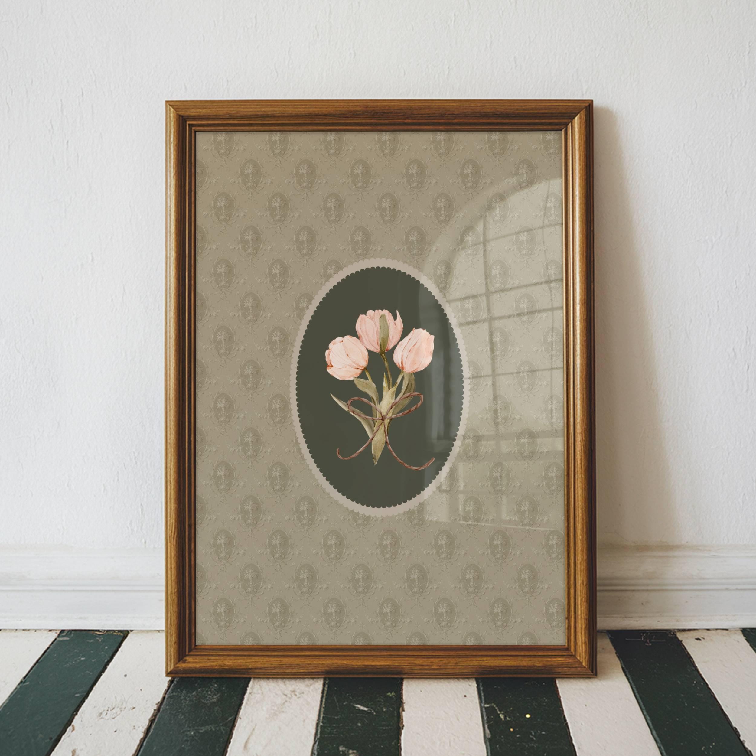 Vintage Tulip Print Floral Wall Art Download for Home Decor Digital ...