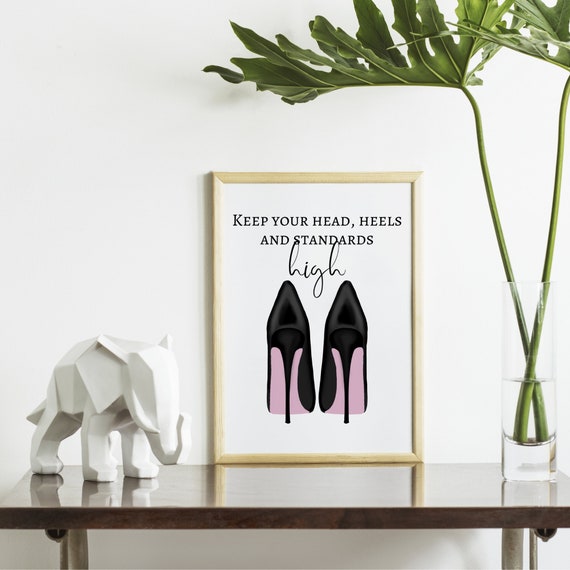 CREATCABIN 4 pz Moda Tela Wall Art Print Poster Set Rosa Tacchi Alti Fiori Profumo Trucco Decorazioni per La Casa Arte della Parete Opere d'Arte Moderna per Spogliatoio Camera Bagno 8 x