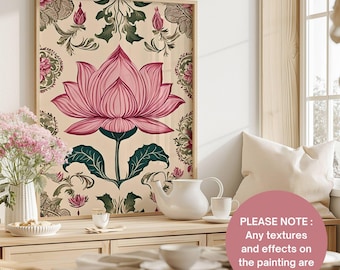 Lotus Print Indian Folk Art Traditional Indian Lotus Printable Wall Art Indian Vintage Pichwai Painting Lotus Poster DIGITAL DOWNLOAD Decor