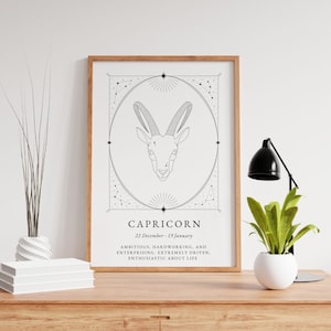CAPRICORN Zodiac Print DIGITAL DOWNLOAD | Zodiac Printable, Capricorn poster, Capricorn print, Capricorn  wall art, Capricorn zodiac poster
