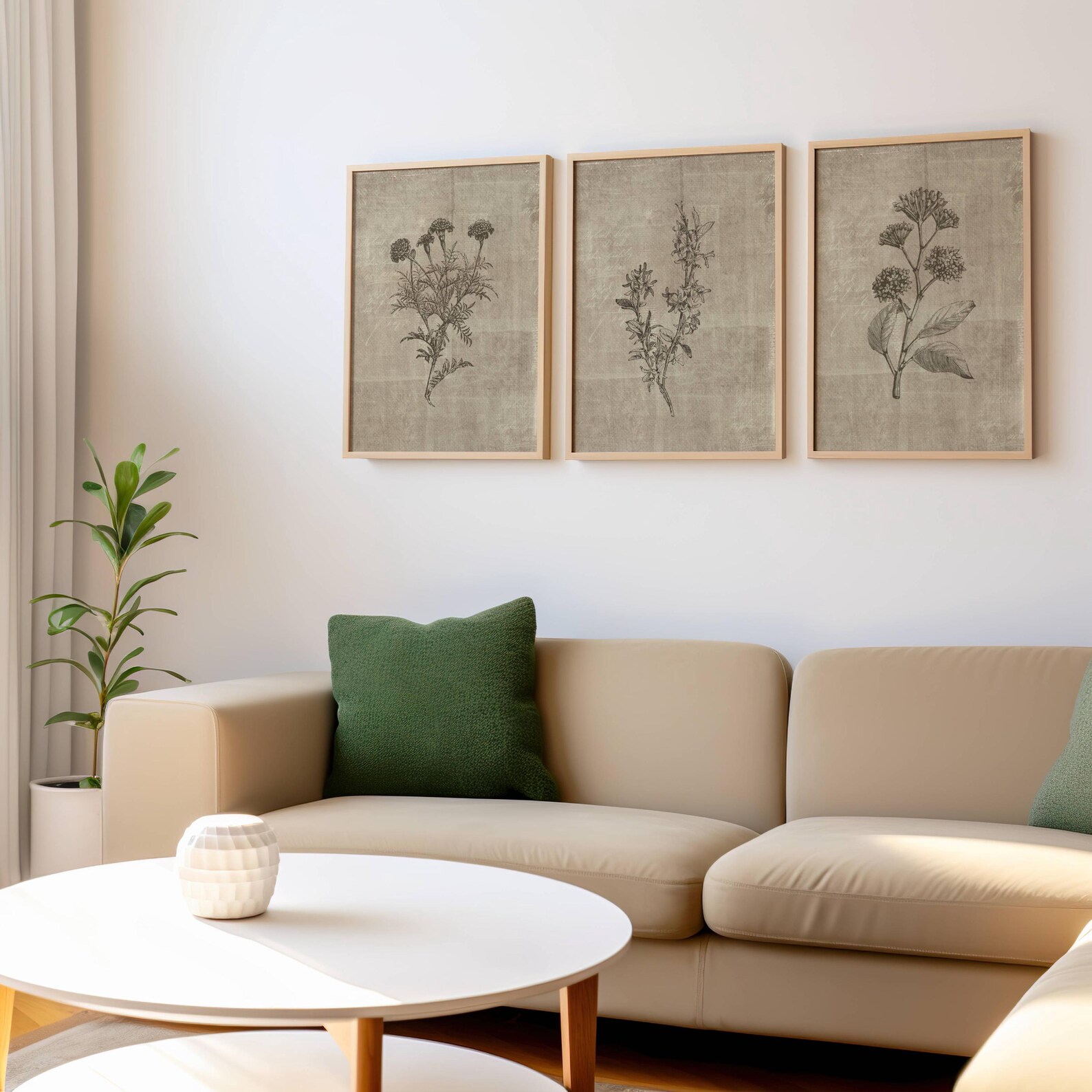 Vintage Botanical Wall Art Print Set of 3 Wall Decor Kitchen Wall Herb ...