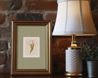 Sage Green Wall Art Vintage Floral Print Pink Tulip Wall Decor Spring Flower Art Living Room Decor Bedroom Wall Art Botanical Print Home