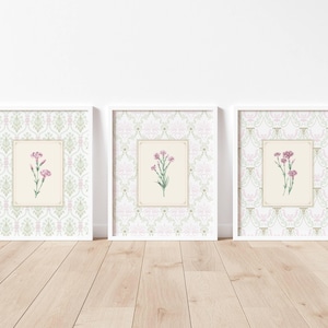 Botanical Wildflower Print Set Of 3 Baby Girl Nursery Decor Girls Bedroom Prints Floral Print Set Cottagecore Floral Cottage Nursery Art