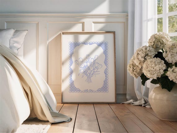 Vintage Tulip Wall Art Printable Home Decor Spring Wall Digital Download Botanical Print Victorian Decor Flower Art Garden Cottage Gift