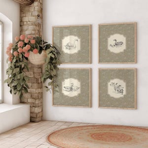 Vintage Vogel Skizzen-Druck-Set, antike Kinderzimmer Kunst (digitaler Download)