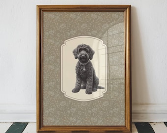 Vintage Style Dog Print Nursery Decor Black Labradoodle Vintage Style Dog Wall Art Antique Dog Art Sketch Art Animal Printable Wall Decor