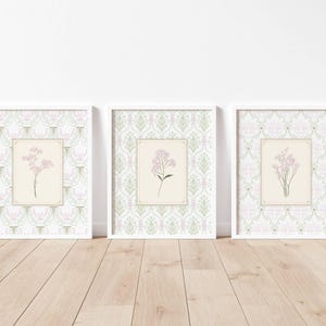 Botanical Wildflower Print Set Of 3 Baby Girl Nursery Decor Girls Bedroom Prints Floral Print Set Cottagecore Floral Cottage Nursery Art