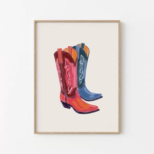 Western Boot Art Wall Decor Ranch Style Cowboy Boots Print Digital Download Western Art Decoration Country Home Wall Display Rustic Art