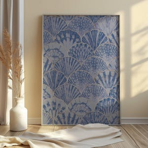 Blauwe kust schelpen print esthetische strand decor meisjes slaapzaal muur kunst oceaan zee muur kunst blauwe kust cowgirl decor digitale DOWNLOAD