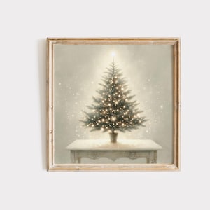 Vintage Style Christmas Tree Print Christmas Tree Wall Art Winter Art Print Holiday Wall Art Vintage Christmas Tree painting Rustic Decor