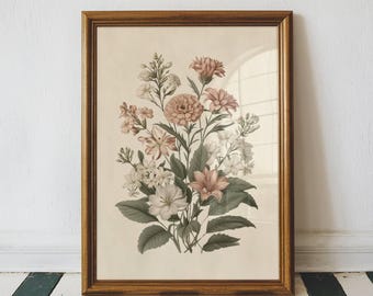 Impression botanique floral vintage vintage couleur plantes florales Wall Art ferme décoration maison Illustration botanique rustique amateur de plantes art mural