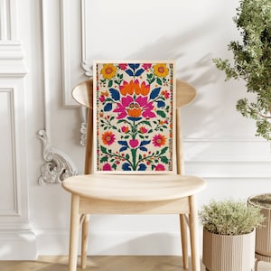 Indische Blumen druckbare Wand Kunst Blumen Poster Wohnzimmer Dekor Traditionelle indische Vintage Pichwai Malerei Blumendruck indische Volkskunst