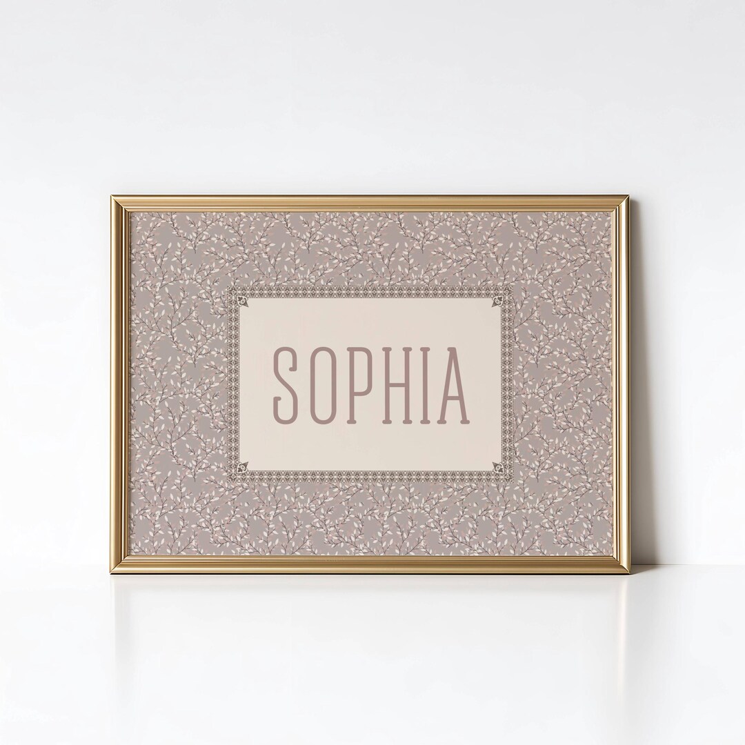 Custom Baby Name Wall Art Print for Nursery Vintage Floral Initial ...