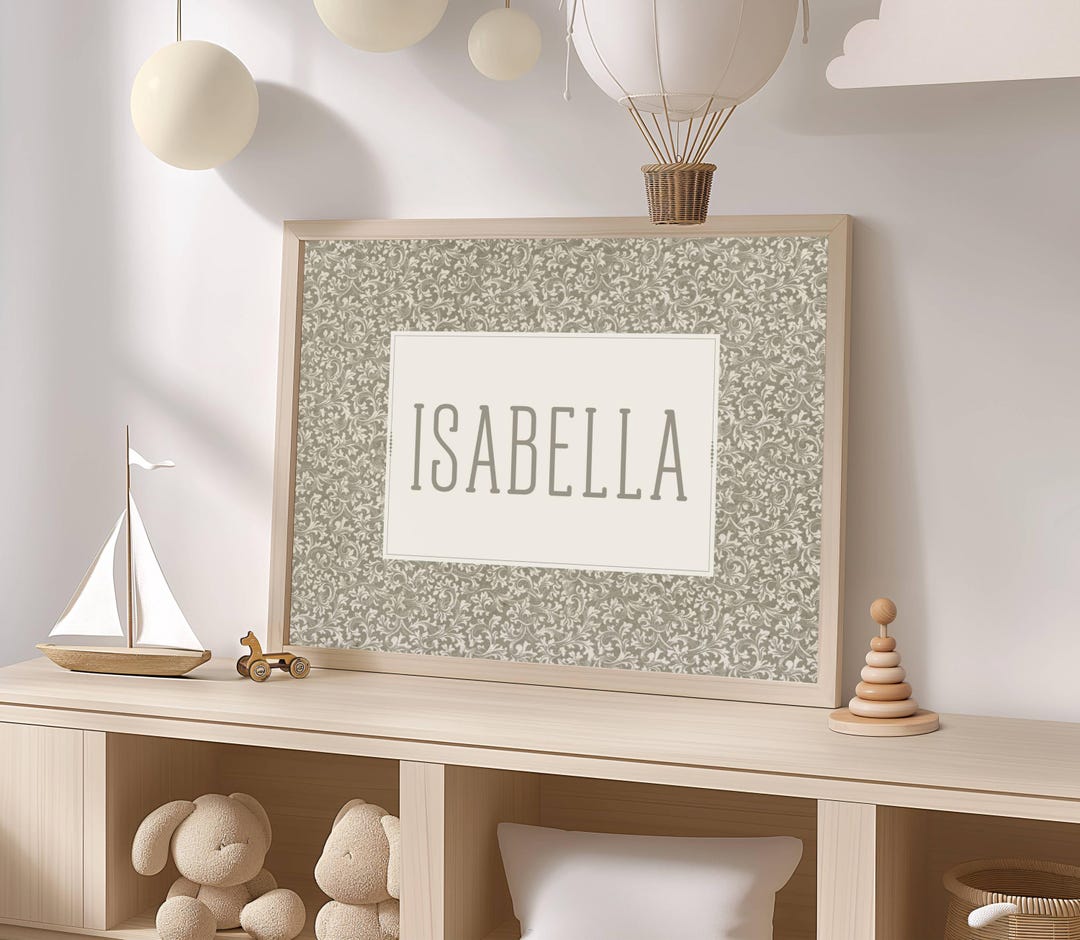 Custom Baby Name Wall Art Print for Nursery Vintage Floral Initial ...