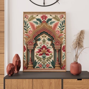 Floral Print Indian Folk Art Traditional Indian Floral Printable Wall Art Indian Vintage Pichwai Painting Floral Poster Living Room Decor