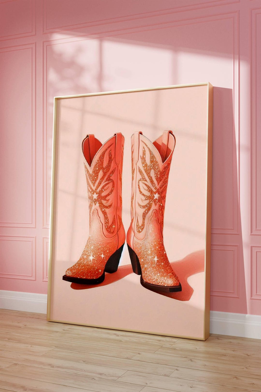 2 Poster Tela Stivali Cowgirl Rosa ZARTMYY Stampe Western Retro Arte Parete Per Camera Ragazza 30x40 Cm - 2