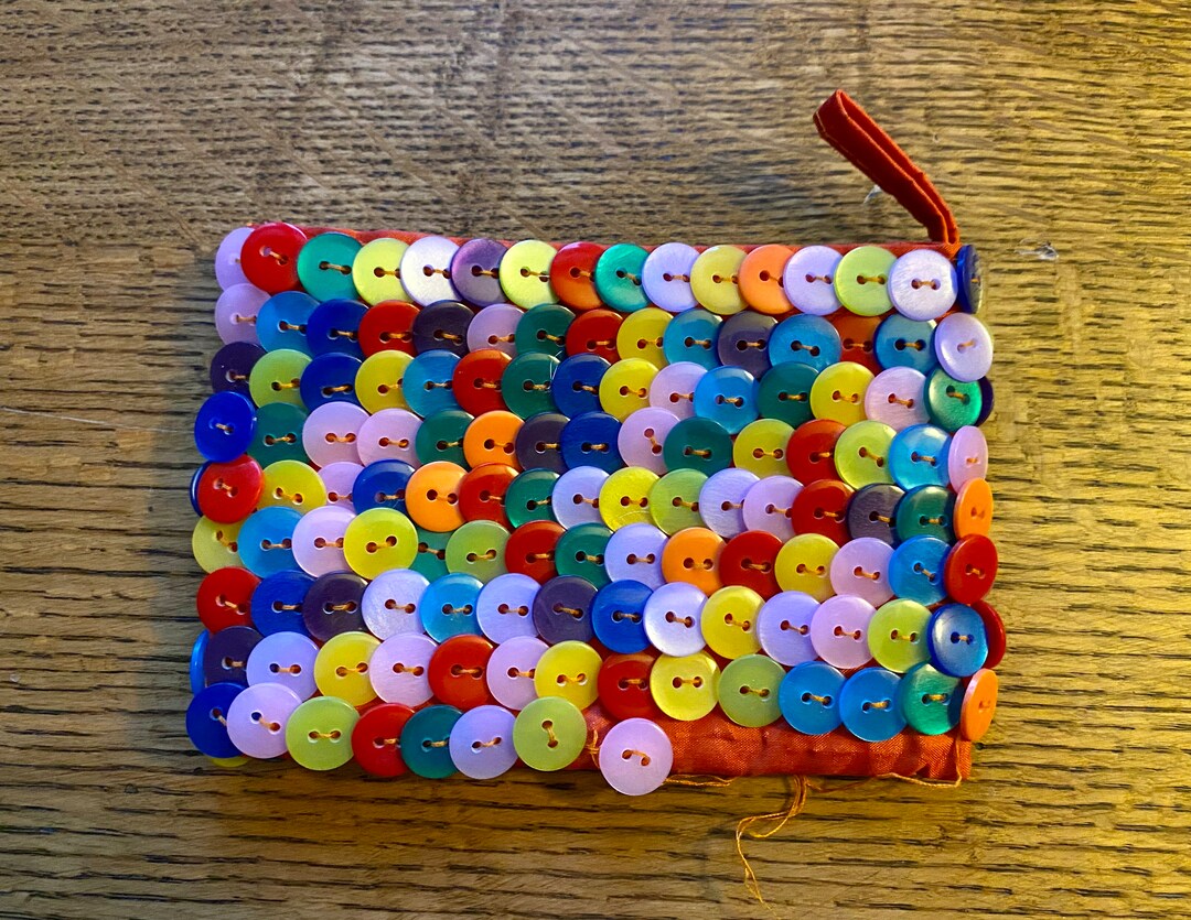 Vintage Change Purse Zipper Bag With Buttons Etsy