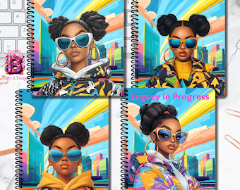 Legacy in Progress Notebook | Personalized Black Girl Journal | Chic Colorful Faith Notebook | Custom or Blank Cover