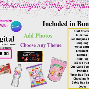 Digital Personalized Party Favor Templates – Any Theme