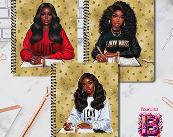 Motivational Spiral Notebook, Black Girl Notebook, School Journal, Women Empowerment, Black Queen, Black Girl Magic, Melanin Notebook