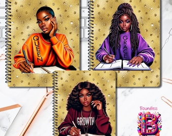 Motivational Spiral Notebook, Black Girl Notebook, School Journal, Women Empowerment, Black Queen, Black Girl Magic, Melanin Notebook