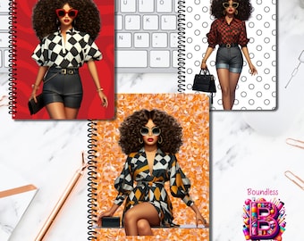 About That Notebook | Chic Black Woman Journal | Professional & Confident | Natural Hair Affirmation Notebook
