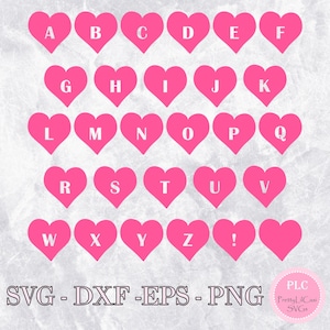 Valentinstag Buchstaben Herz Alphabet svg dxf eps png Bundle Silhouette Cricut Cut Datei Digitale Datei