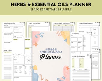 Herbs & Essential Oil Planner - Herbalism Journal - Essential Oil Guide - Plant Meditation - Printable Planner - Instant Download