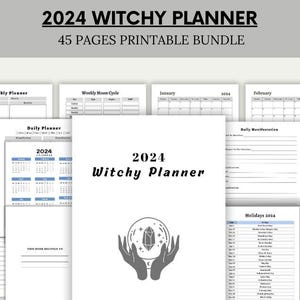 2024 Witchy Planner - Dream Journal - Goals Tracker - Magical Goals - Crystals For Magic - Printable Witchy Planner - Instant Download