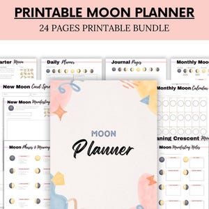 Moon Planner - Celestial Journal - Manifestation Journal - Monthly Moon Calendar - Printable Moon Planner - Instant Download