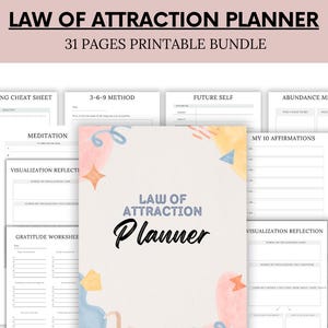 Printable Law of Attraction Planner - Morning Routine Journal, Manifestation Journal - Make a Gratitude List Vision Board - Instant Download