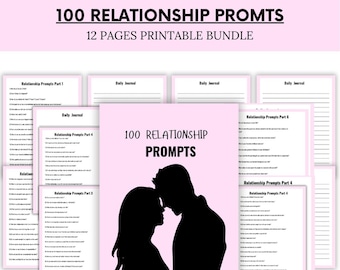 100 Relationship Prompt - Couple Journal -  Love Journal - Couples Question Cards - Printable Relationship Prompt Journal - Instant Download