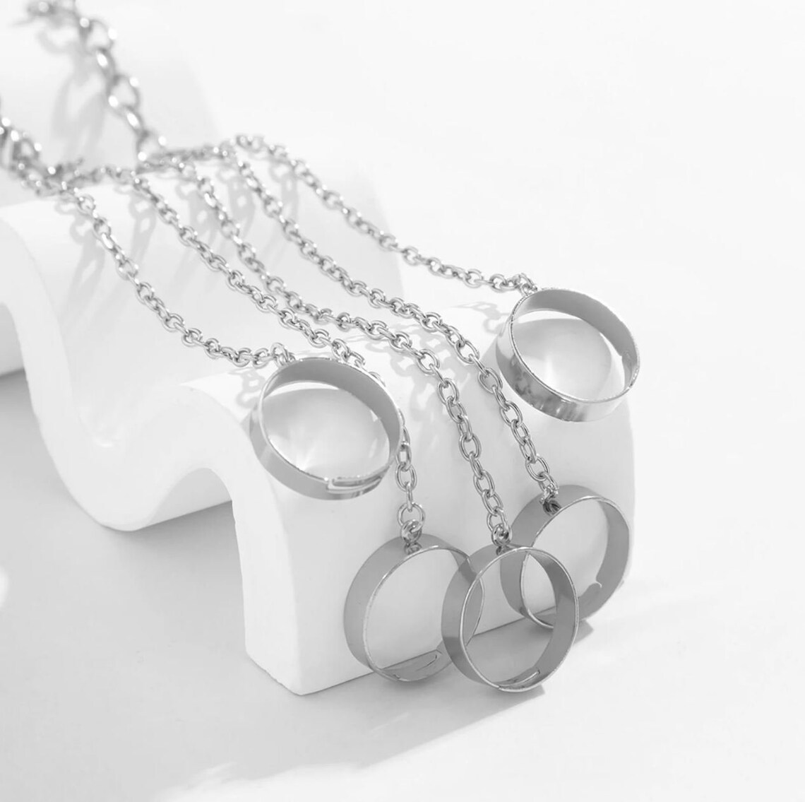 Five Finger Hand Chain Bracelet Ring Connected Chain Ring Etsy