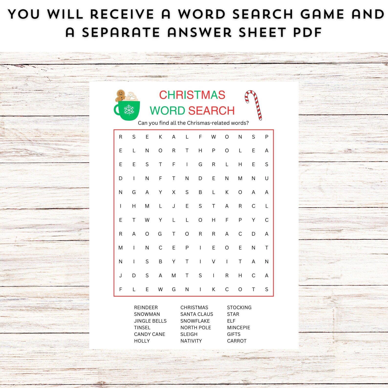 Christmas Word Search Game, Holiday Party Games, Printable Family ...