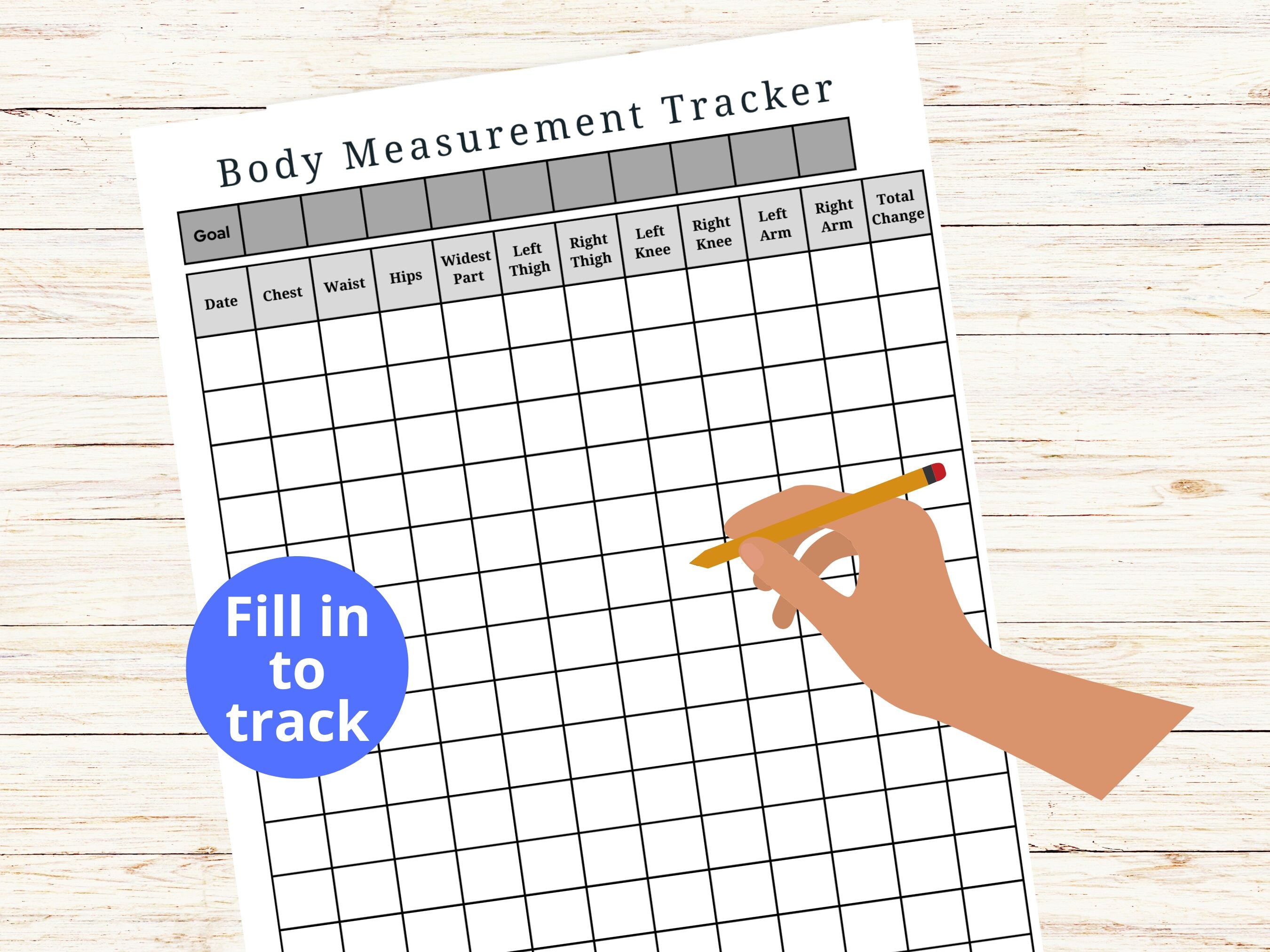 Body Measurement Tracker, Printable Instant Download PDF Tracker - Etsy