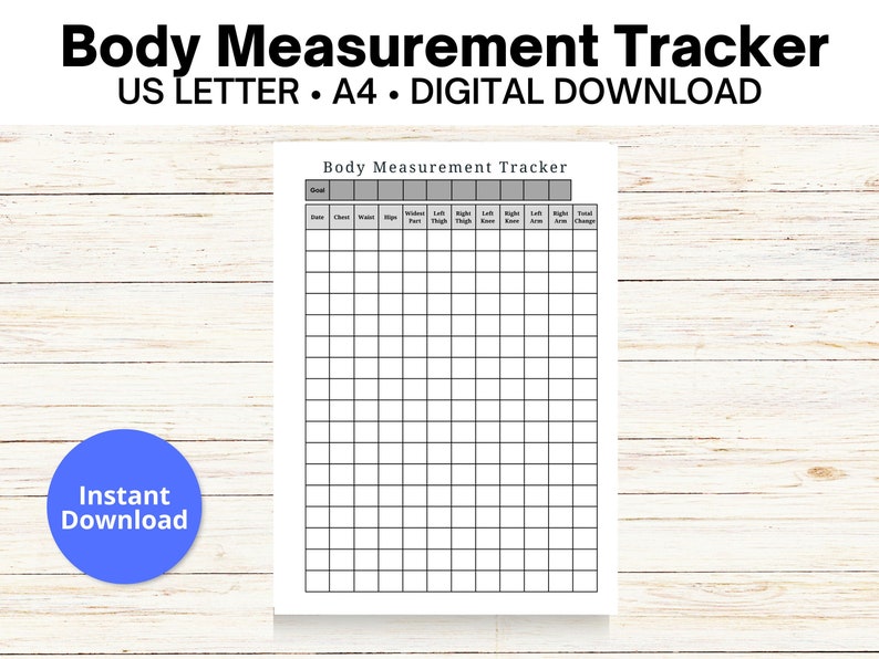 Body Measurement Tracker, Printable Instant Download PDF Tracker - Etsy