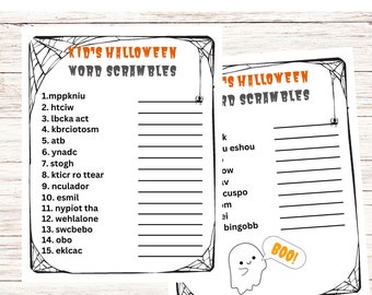 Halloween Word Scrambles Game, Halloween Party Game, Party Game for Kids, Printable PDF, Puzzle Games