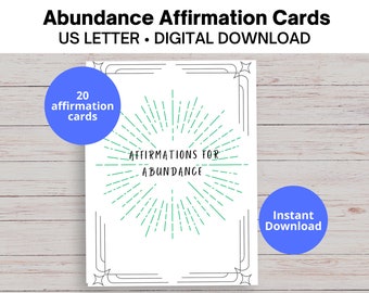 Abundance Affirmation Printable Card Deck, Money & Prosperity Affirmation Deck, Money Mindset Spiritual Card Deck