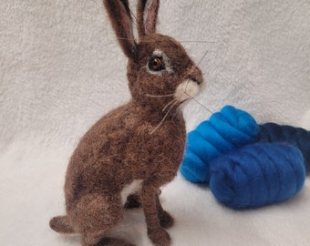 Handmade needle felted small hare 15cm tall
