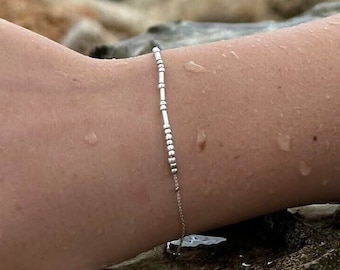 Morse Code Bracelet, Silver and Gold Beaded Bracelets, Personalized Jewelry, Secret Message Bracelet, Best Friend Gift, Matching Bracelets
