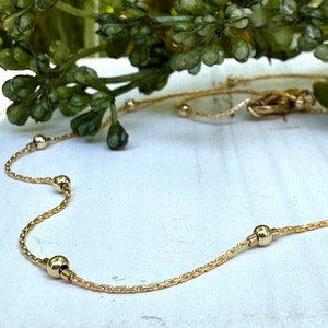 Gold Chain Anklet, Satellite Bead Anklet, Silver Ankle Bracelet, Handmade Gift, Gifts for Girlfriend, Summer Jewelry, Best Friend Gift