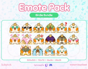 Paquete de emoticones de pájaro adorable: Twitch, Discord, YouTube, recursos de streaming / Emojis de animales kawaii