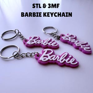 Barbie Keychain STL & 3MF Files | 3d printed keychain | 3D Printable Barbie Logo Keyring | Cute Keychain for Barbie Fans | Instant Download