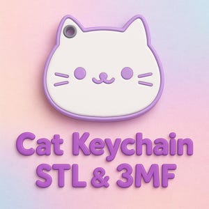Cute Cat Keychain | 3d printed keychain | 3d printed keychains | STL & 3MF 3D Printable File | Digital Download