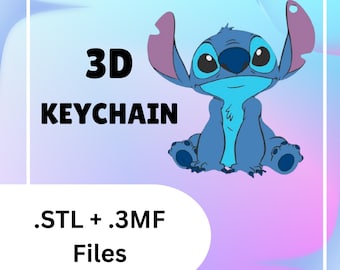 Cute Stitch 3D Print Keychain File | STL & 3MF Download