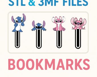 Stitch Lesezeichen STL 3D Druck Dateien: Disney-inspiriert 4er Set (Digitaler Download)