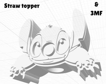 3D Printable Straw Topper Figure: STL & 3MF Files (Digital Download, Commercial License Available)