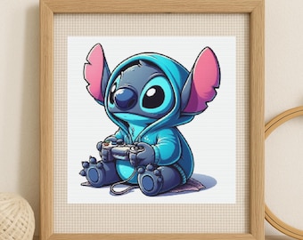 Cartoon Alien Stitch Kreuzstichmuster | Anfänger Freundlich (PDF Nähanleitung)