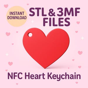 3D Social Media Heart Nfc Keyring STL File | 3D printed keychain stl, nfc Style keychain, Heart Logo Keychain STL File | Love, Couple, Cute