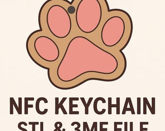 3D Pfote NFC Schlüsselbund STL & 3MF File: Pet Tag Keyring (Digital Download)